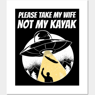 Funny UFO Abduction Kayak Kayaking Gift Dad Men Posters and Art